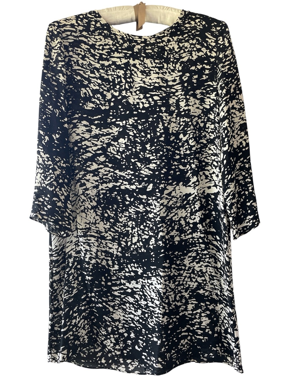 Nili Lotan Black and White Abstract Silk Top